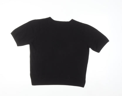 Marks and Spencer Women Black Size 16 Short Sleeve Acrylic Jumper