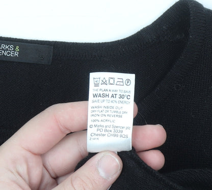 Marks and Spencer Women Black Size 16 Short Sleeve Acrylic Jumper
