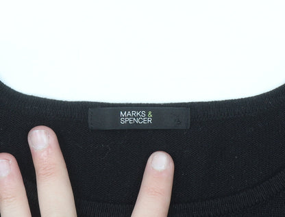 Marks and Spencer Women Black Size 16 Short Sleeve Acrylic Jumper