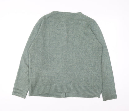 Honor Millburn Women's Green Cable-Knit Acrylic Cardigan Size 14-16