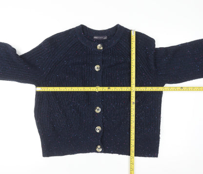 Marks and Spencer Women Blue Chunky-Knit Button Cardigan M