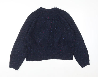 Marks and Spencer Women Blue Chunky-Knit Button Cardigan M