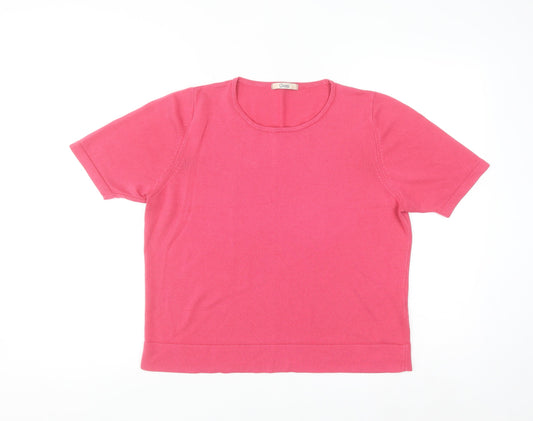 Marks and Spencer Womens Pink Short Sleeve Acrylic Pullover Jumper Size 14