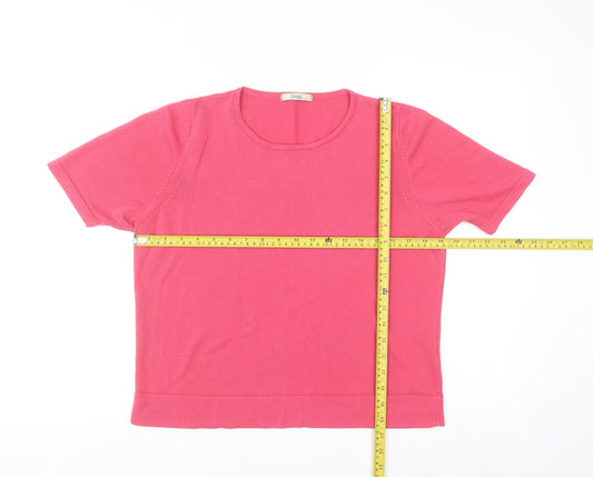 Marks and Spencer Womens Pink Short Sleeve Acrylic Pullover Jumper Size 14