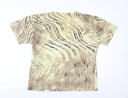 Frank Saul Women’s Beige Animal Print Cotton Elastane T-Shirt Size L