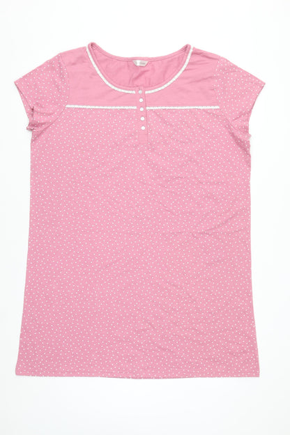 Dunnes Stores Women's Pink Heart Print Cotton Blend Short Sleeve Nightshirt Size 16