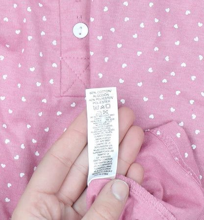 Dunnes Stores Women's Pink Heart Print Cotton Blend Short Sleeve Nightshirt Size 16