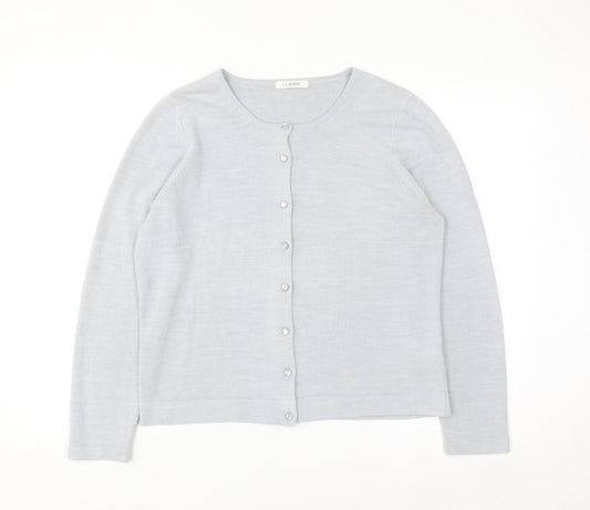 Marks and Spencer Women Silver Grey Size 16 Classic Button Cardigan
