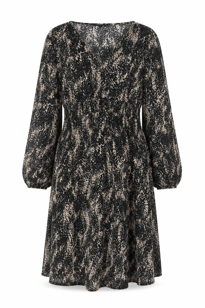 Dorothy Perkins Women's Beige Animal Print V-Neck A-Line Dress Size 14