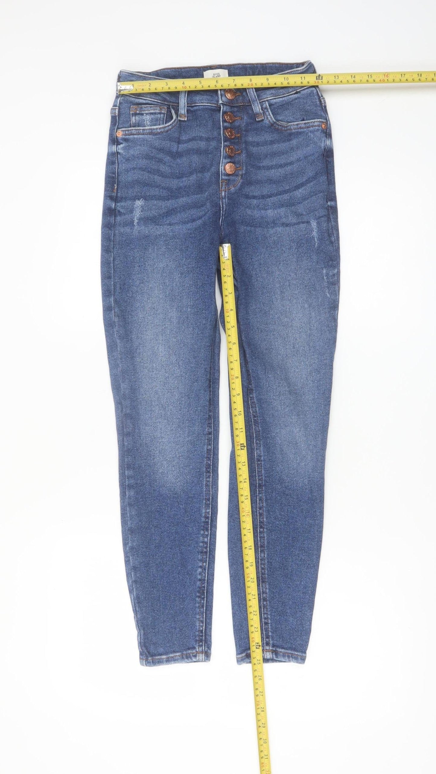 River Island Women’s Blue High Rise Skinny Jeans UK 8S