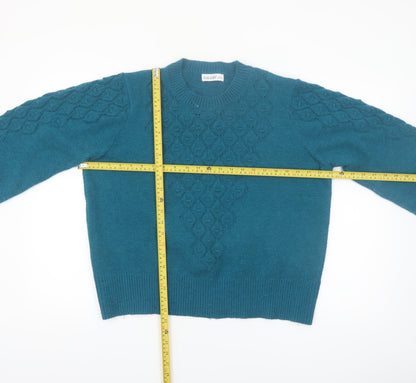 Gallery Women’s Teal Cable-Knit Crew Neck Jumper Size L