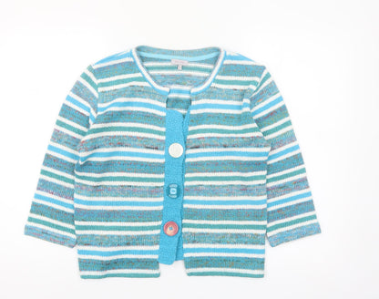 Marks and Spencer Women Blue Striped Knit Cardigan Size 16