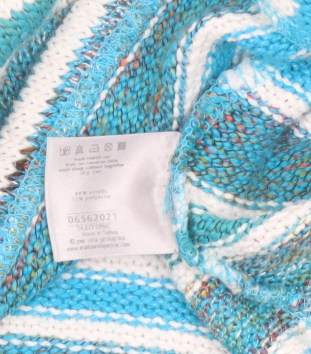 Marks and Spencer Women Blue Striped Knit Cardigan Size 16