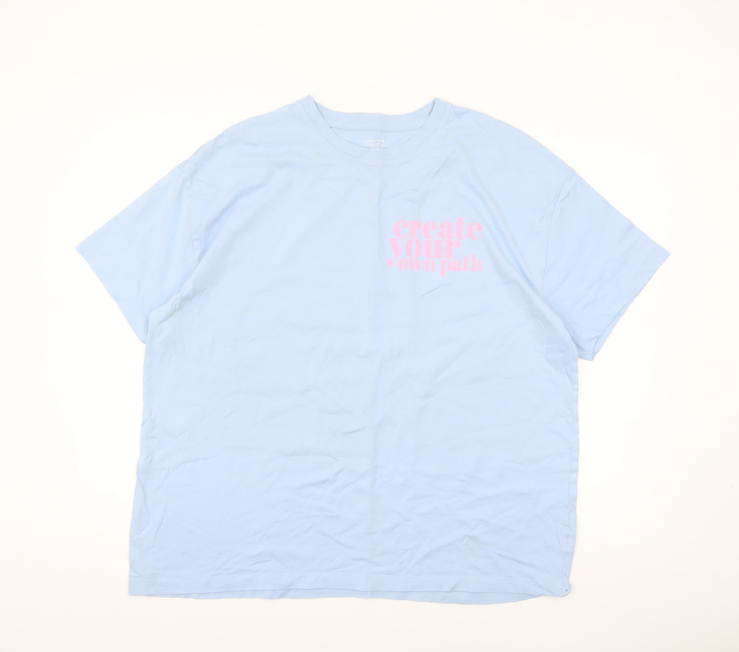 Dunnes Stores Women's Blue Oversized Cotton T-Shirt L