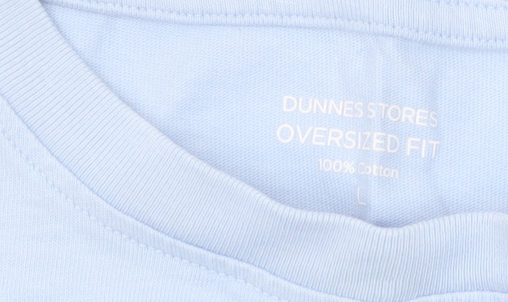 Dunnes Stores Women's Blue Oversized Cotton T-Shirt L