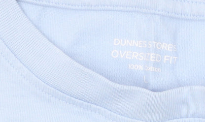Dunnes Stores Women's Blue Oversized Cotton T-Shirt L