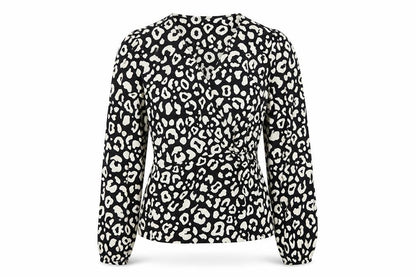 PEP&CO Women's Black Animal Print Wrap Blouse Size 8