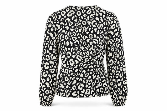 Pep&Co Women's Black Animal Print Wrap Blouse Size 8