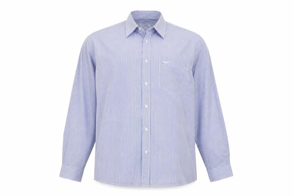 Hunter Men's Blue Striped Cotton Long Sleeve Button-Up Shirt Size 16.5 Regular