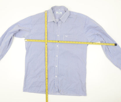 Hunter Men's Blue Striped Cotton Long Sleeve Button-Up Shirt Size 16.5 Regular