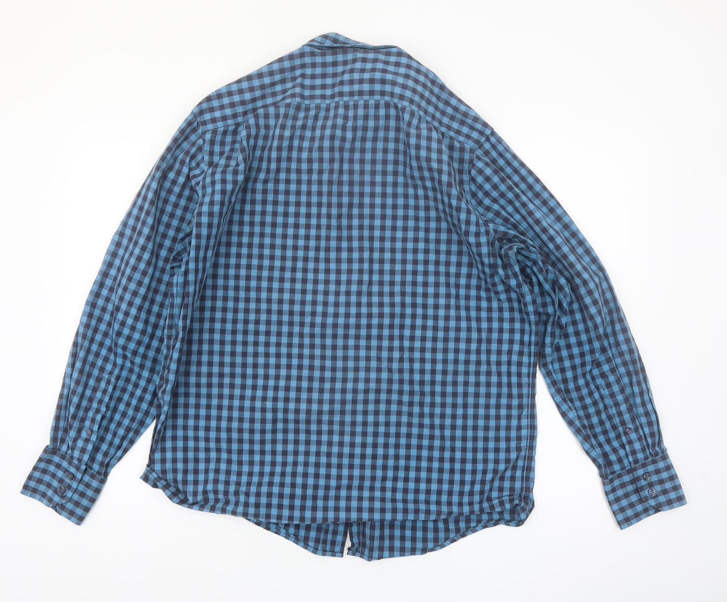 Ben Sherman Men's Blue Check Button-Up Long Sleeve Shirt XL