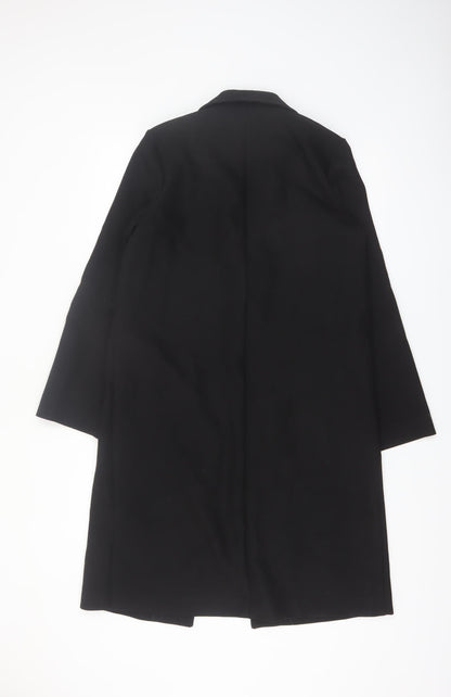 H&M Women's Black Long Overcoat Size 6 Classic Lined Workwear