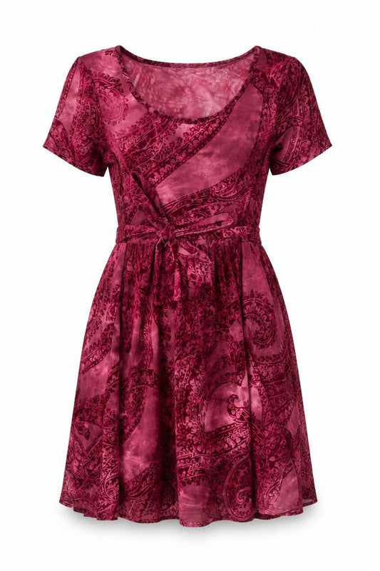 MINKPINK Women Red Paisley Fit & Flare Velvet Dress XS