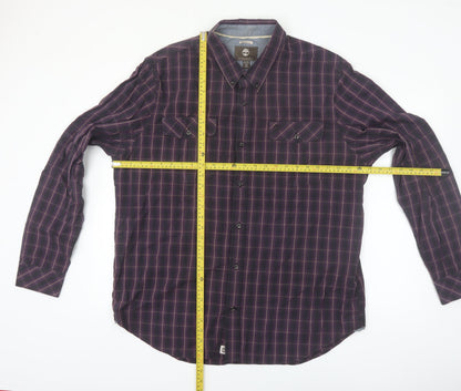 Timberland Mens Purple Check Button-Up Long Sleeve 2XL Regular Fit Shirt