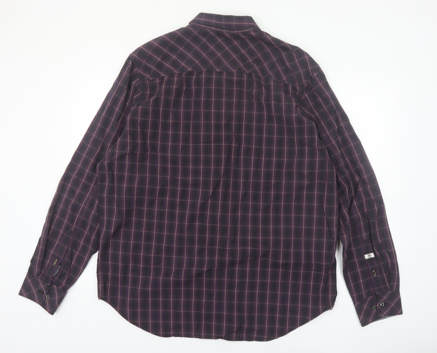 Timberland Mens Purple Check Button-Up Long Sleeve 2XL Regular Fit Shirt
