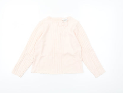 Laru Girls Pink Acrylic Bow Jumper 8 Years Long Sleeve Knitwear