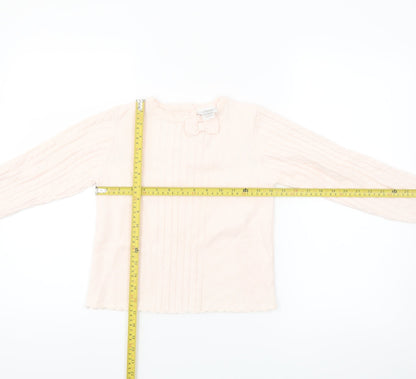 Laru Girls Pink Acrylic Bow Jumper 8 Years Long Sleeve Knitwear