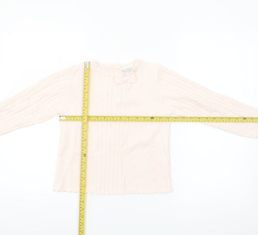 Laru Girls Pink Acrylic Bow Jumper 8 Years Long Sleeve Knitwear