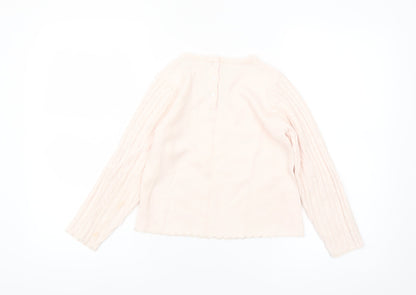 Laru Girls Pink Acrylic Bow Jumper 8 Years Long Sleeve Knitwear