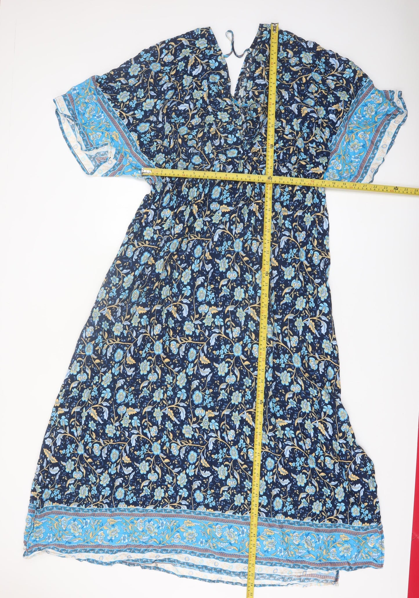 Lishly Curve Women’s Blue Floral Bohemian Midi Dress 2XL