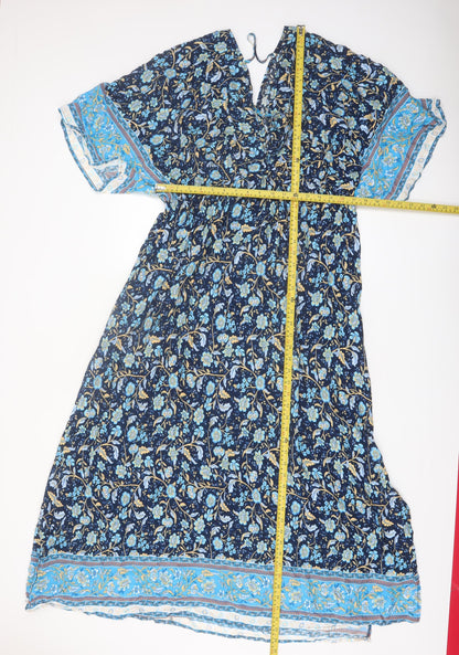 Lishly Curve Women’s Blue Floral Bohemian Midi Dress 2XL