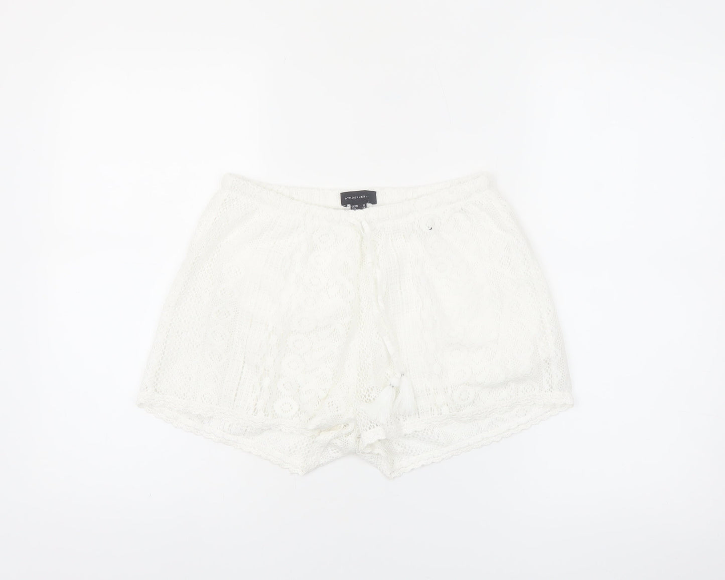 Atmosphere Women White Lace Crochet Shorts Size 10 Summer Casual