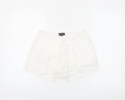 Atmosphere Women White Lace Crochet Shorts Size 10 Summer Casual