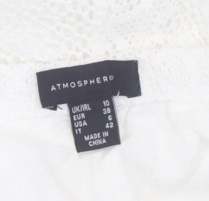 Atmosphere Women White Lace Crochet Shorts Size 10 Summer Casual