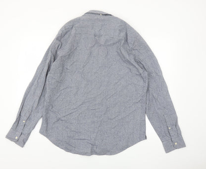 Cult Studios Men's Blue Cotton Blend Long Sleeve Button-Up Shirt XL