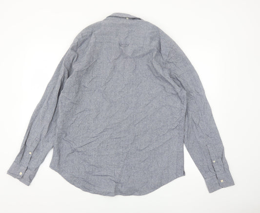 Cult Studios Men's Blue Cotton Blend Long Sleeve Button-Up Shirt XL