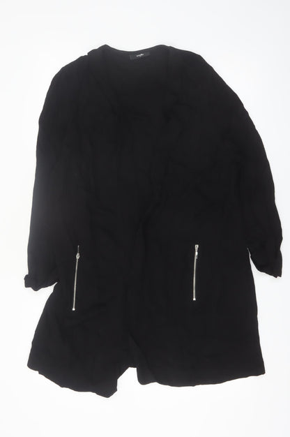 Wallis Womens Black XL Long Sleeve Zip Pocket Open Cardigan