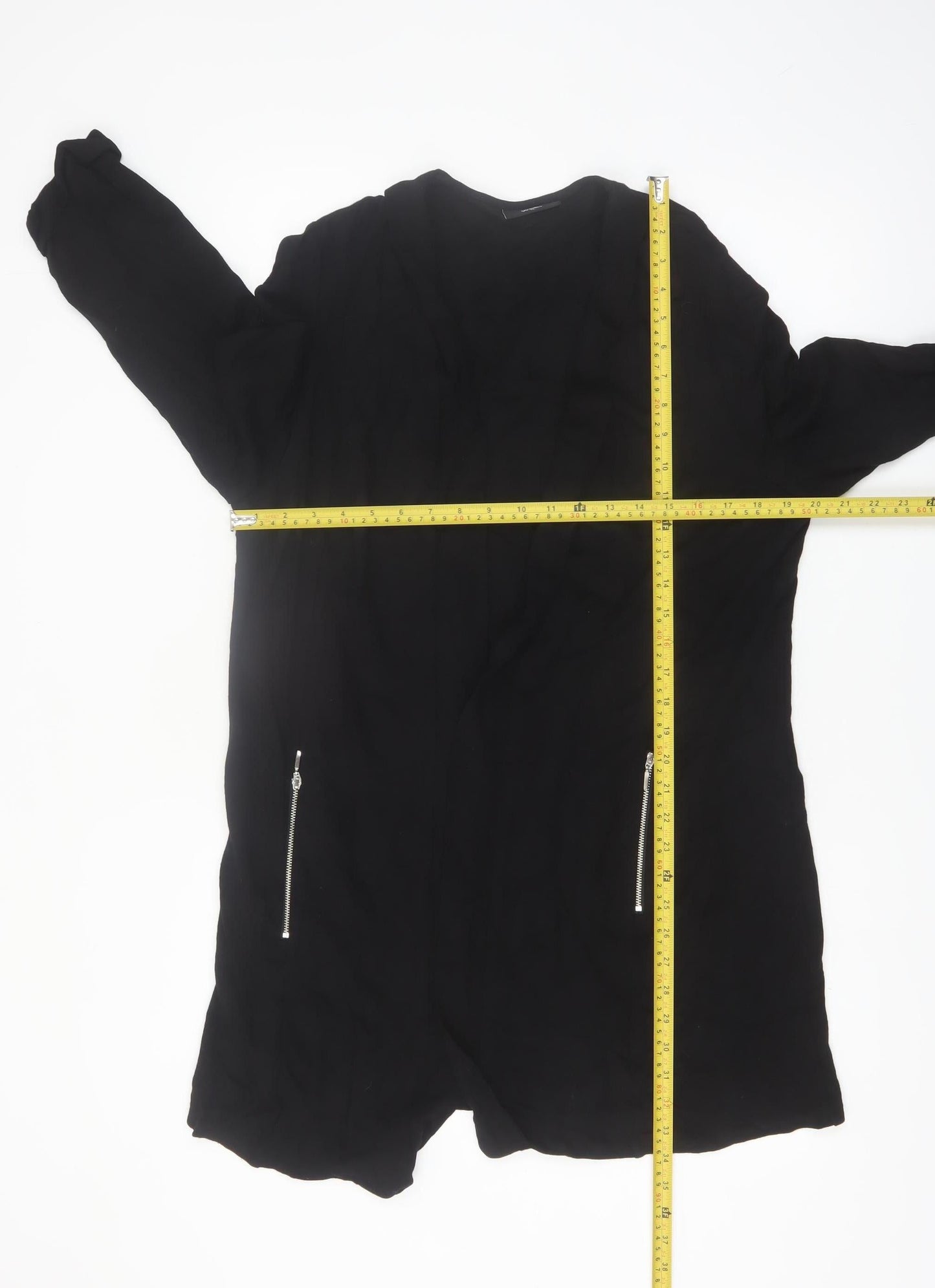 Wallis Womens Black XL Long Sleeve Zip Pocket Open Cardigan