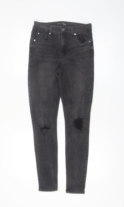 Denim Co. Womens Black Skinny Distressed Stretch Jeans Size 10