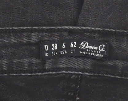 Denim Co. Womens Black Skinny Distressed Stretch Jeans Size 10