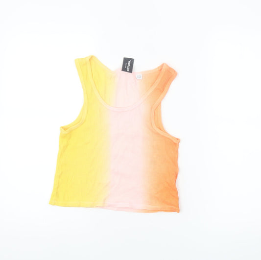 Collusion Womens Multicoloured Cropped Tank Top UK 8 Cotton Summer