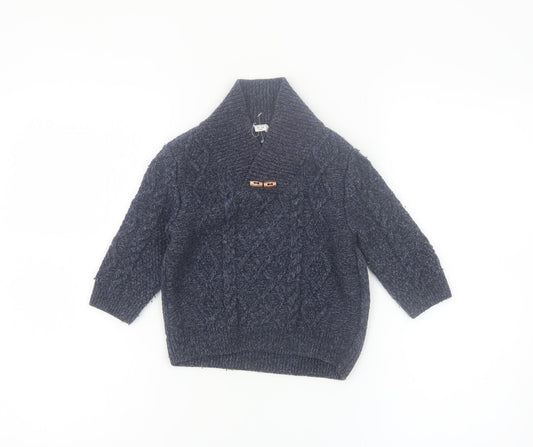 River Island Mini Blue Knit Shawl Collar Cardigan 18-24 Months