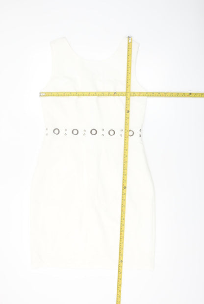 J&J by Afinty Paris Women's White Bodycon Sleeveless Dress M