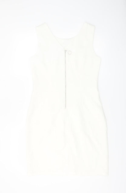 J&J by Afinty Paris Women's White Bodycon Sleeveless Dress M
