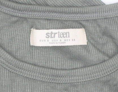 strteen Teens Green Slim Fit Short Sleeve Basic T-Shirt Size 10