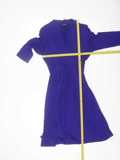 Debenhams Womens Blue V-Neck 3/4 Sleeve Wrap Dress Size 14